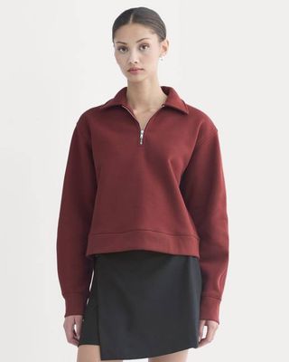 Luxe Fleece Zip Polo | Merlot