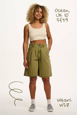 Cole - Denim Shorts in Khaki Green
