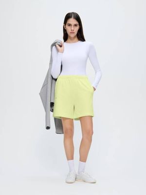 Womens 365 Midweight Mid Length Shorts—Soft Lime