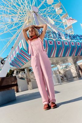 Easton - Cotton Dungarees in Pink Stripe