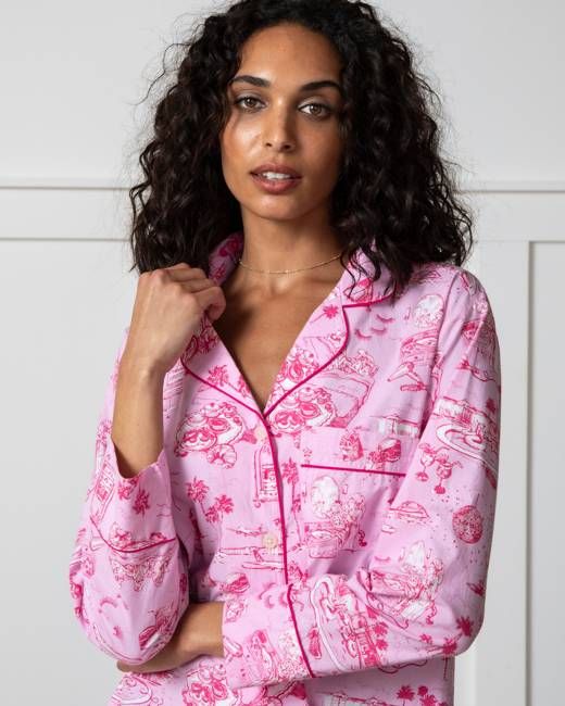 PF x Sean Taylor Girls' Trip Toile - Long PJ Set - Rose