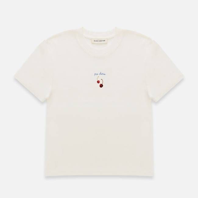 Cherry Vintage White Baby Tee - Women's