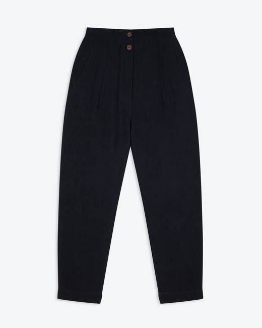 Lowie Cotton Linen Black Trousers
