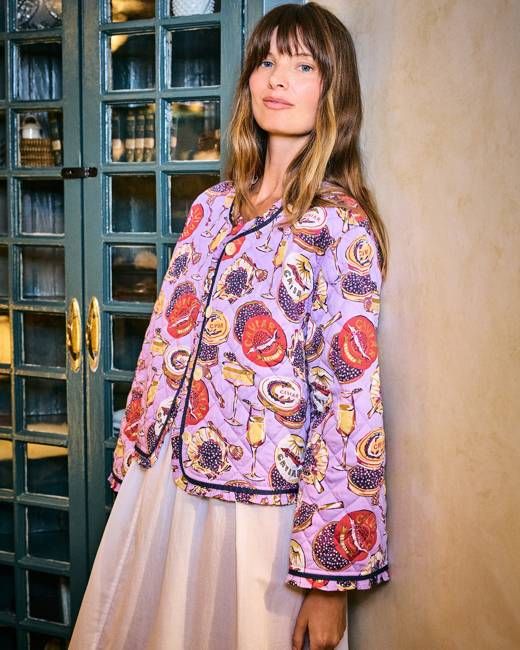 Champagne & Caviar - Eco Satin Slumber Jacket - Lavender Spritz