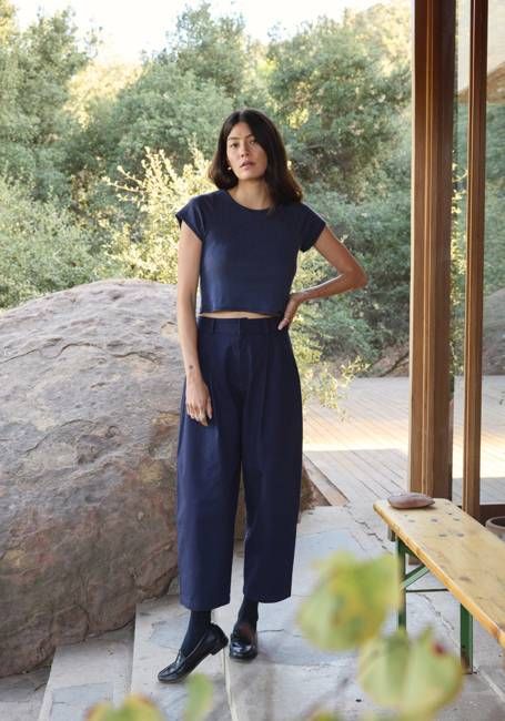 Ana Crop Trouser Navy Twill