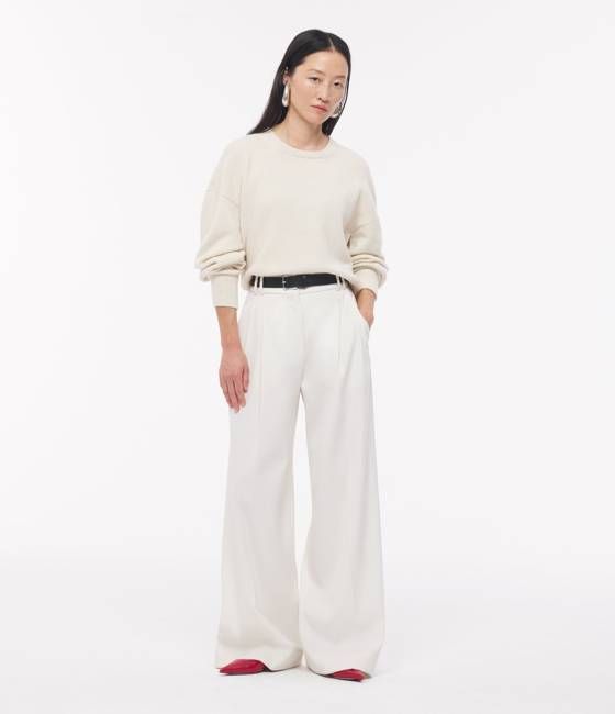 Twill Pleated Trouser | Vanilla