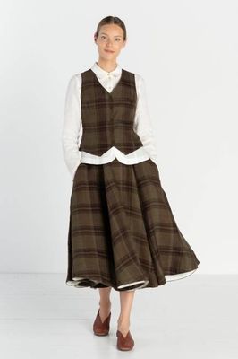 Classic – Full-Circle Twill Linen Midi Skirt