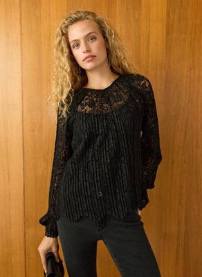 Coline Transparentes Top aus recycelter Spitze