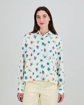 Minibluse Flower Boxy Ecru
