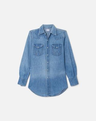 70s Wrangler Denim Pearl Snap Shirt -#33