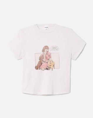 50s Boxy "Puppies" Tee - Vintage White
