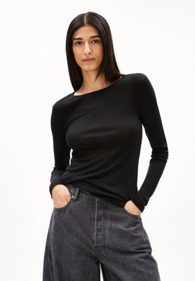 MAIAA LANGARMSHIRT AUS WOLLMISCHUNG | schwarz