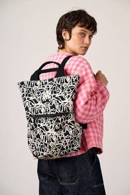 Dylan - Cotton Backpack in Black & White Graffiti Print