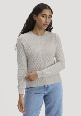 Regular knit jacket made from organic cotton with merino wool