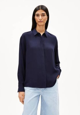 LARISAANA LANGARMBLUSE | marineblau getönt