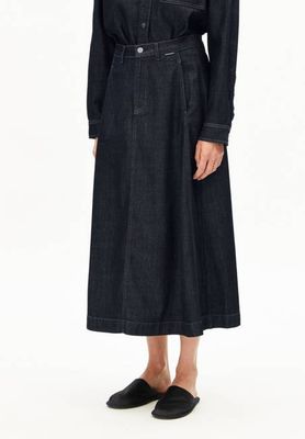 PANELLED DENIM MIDI SKIRT | rinse