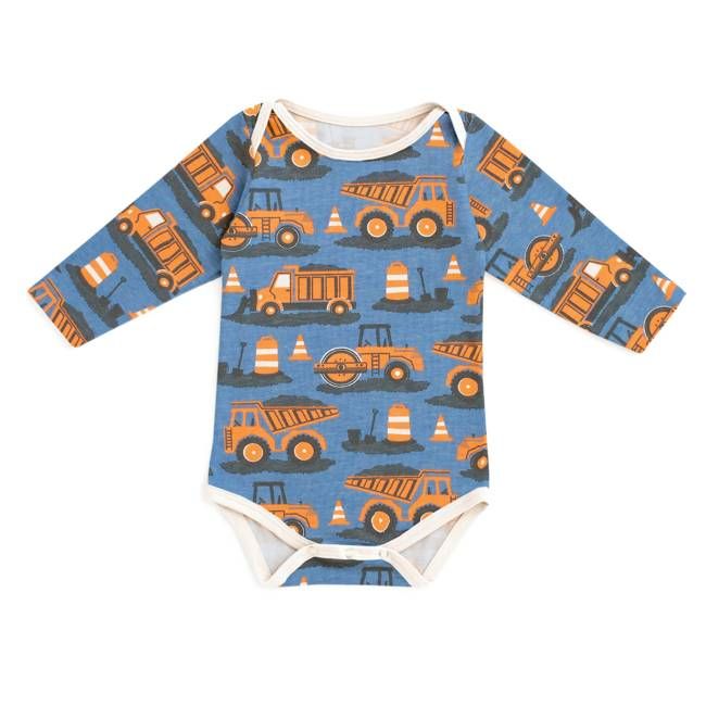 Long Sleeve Snapsuit - Roadwork Orange & Blue