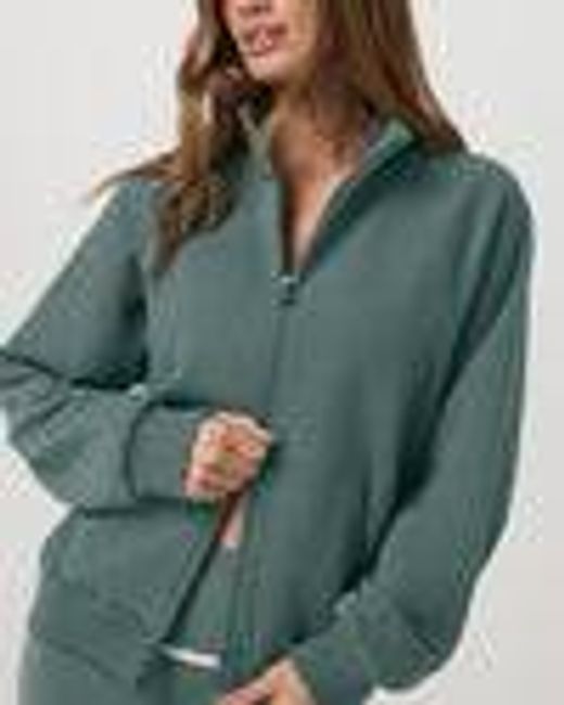 Restore Double Zip Sweatshirt | Agate Green Full-Zip Fleece | Vuori