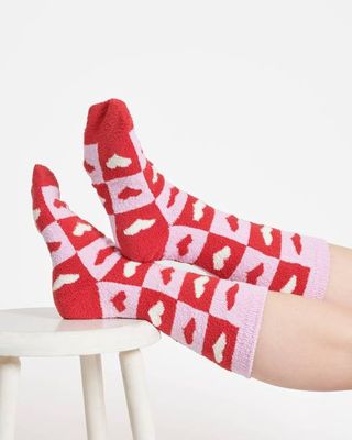 Mono Heart Recycled Polyester Socks - Multi Pink