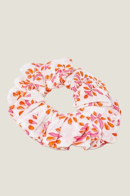 Block Print Scrunchie | Hot Coral