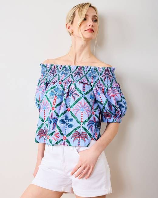 Palm Tree Paradise - Ximena Blouse - Lilac Escape