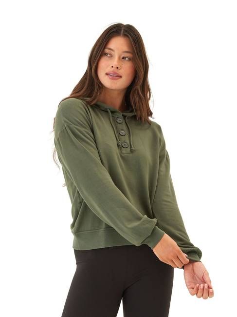 Tanisha Feather Fleece Henley Hoodie