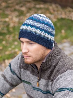 Lincoln Wool Beanie Hat with Nordic Pattern