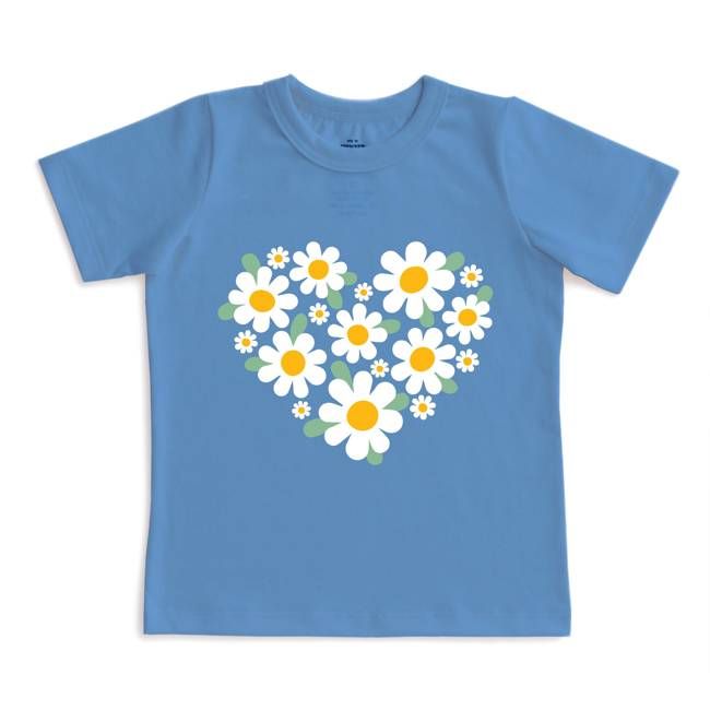Short-Sleeve GRAPHIC Tee - Daisy Heart Lake Blue