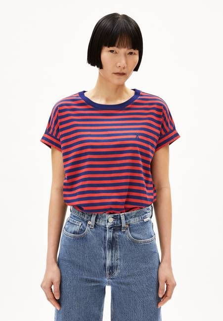 IDAARA STRIPES T-SHIRT | blue noon-coral blush