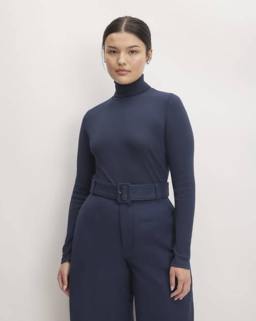 The Luxe Rib Turtleneck | Navy
