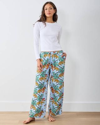 Very Merry Bagheera - Tall Wide Leg PJ Pant - Pale Blue