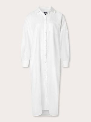 Women's White Sapodilla Linen Shirt Dress V1