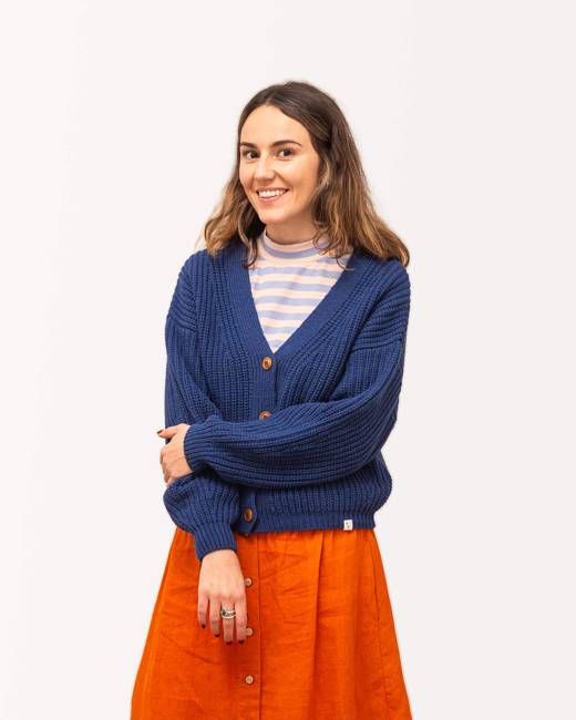 Organic Knit Cardigan royal blue