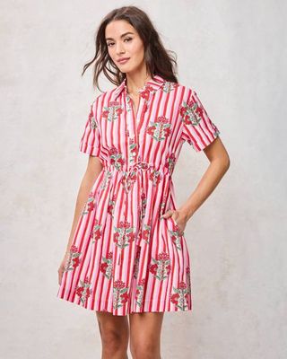 Carnation Stripes - Maude Dress - Scarlet Petal