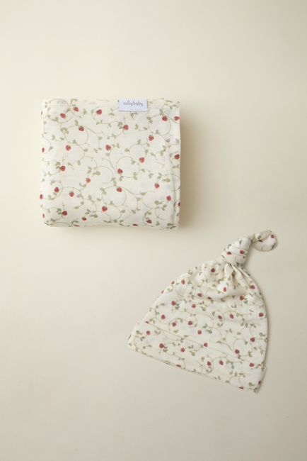 Strawberry Swaddle + Hat Set