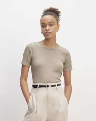 The Luxe Rib Crew | Heathered Tan