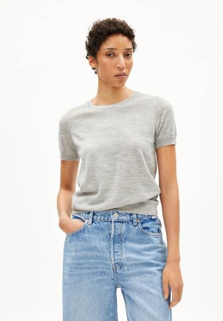 GUILIAA MERINO KNIT T-SHIRT | light grey melange