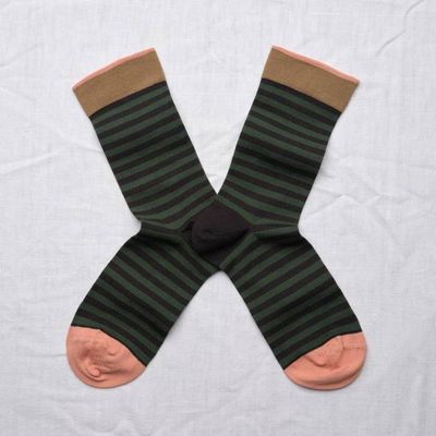 Bonne Maison Green/Black Stripe Socks