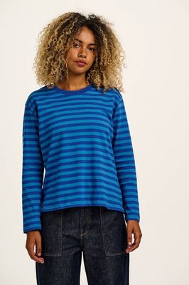 Mysen - Long Sleeve Cotton T-Shirt in Blue Stripe