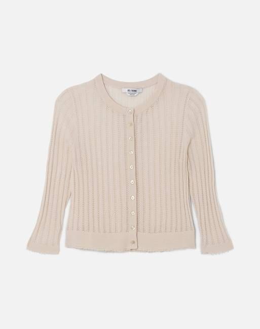 The Veil Pointelle Cardigan - Ivory