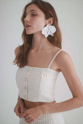 ECRU WAFFLE CROP TOP