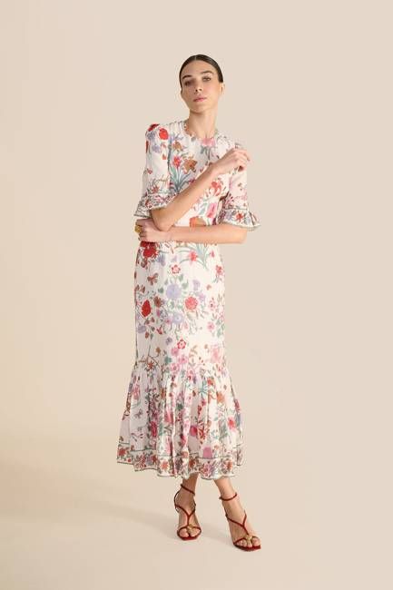 Aster White Floral Bouquet Dress