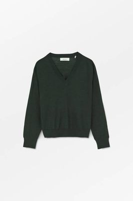 Amethyst V-neck jumper - Dark pine