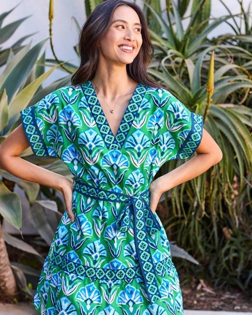 Geo Floral - Atlantic Dress - Green Juice