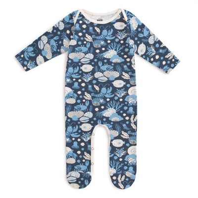 Footed Romper - Ocean Life Navy