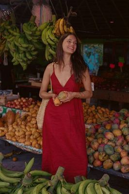 Zella Dress - Deep Madder EcoLinen