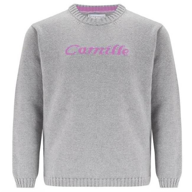 Camden Personalised Cashmere Sweater for Girls - London Grey & Pink