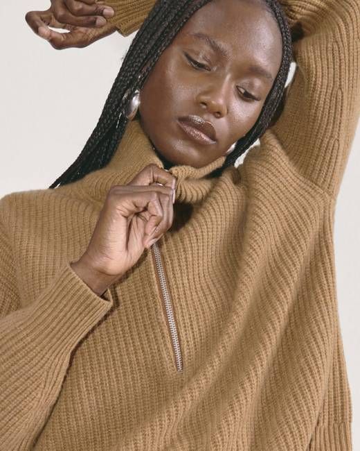 The Half-Zip Sweater in Luxe Merino | Deep Camel