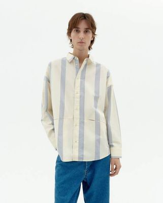 Blue striped poplin Jim shirt