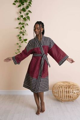 Regina Robe in Black and Burgundy Atoms